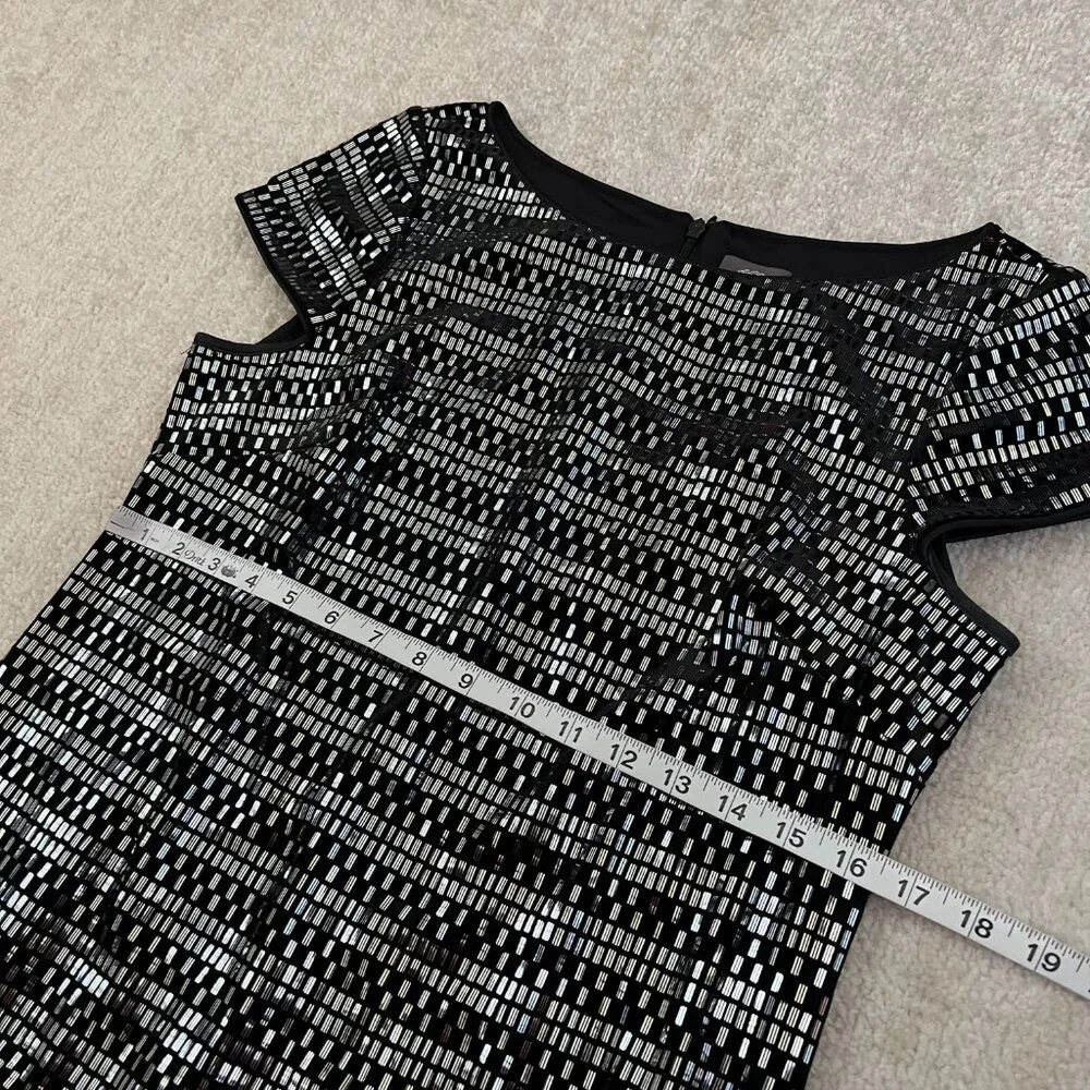 Vince Camuto Black Silver Cocktail Mini Dress 12 - Picture 6 of 10